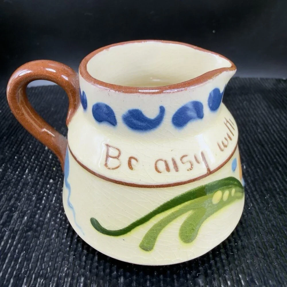 Watcombe Torquay Pottery Small Pitcher‎ Creamer Motto Ware England Handpainted